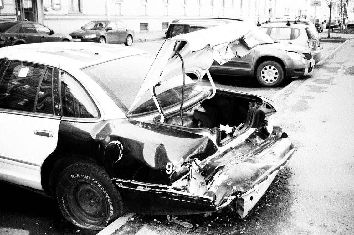 A damaged car in San Angelo, Texas